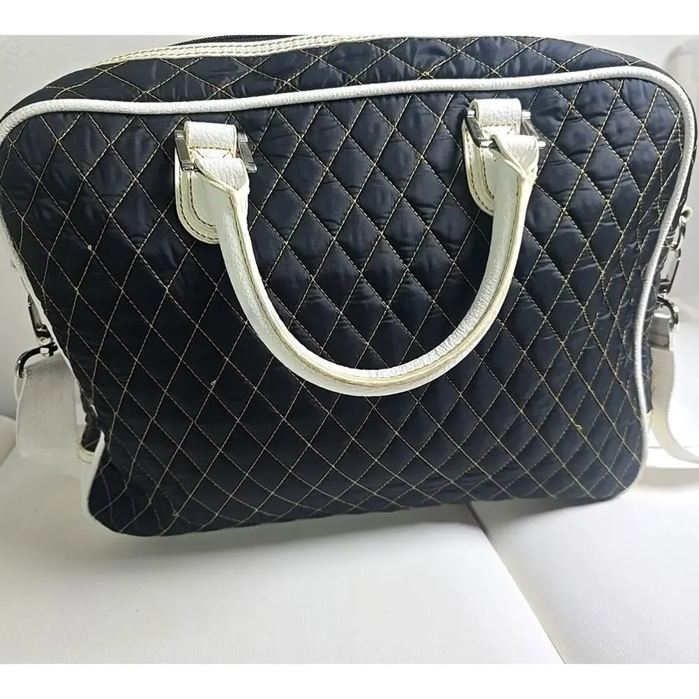 PEGASUS Carry On Handbag Quilted Black Structured Travel Bag Organizer Pockets